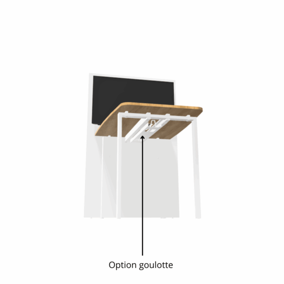 Table de visioconférence H104 et L140 cm - Gamme VisioConnect+ - Option Goulotte
