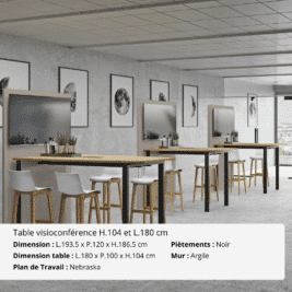 Table de visioconférence H104 et L180 cm - Gamme VisioConnect+ - Ambiance (1)
