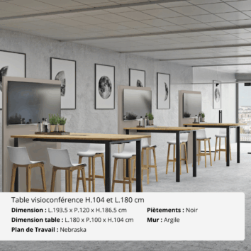 Table de visioconférence H104 et L180 cm - Gamme VisioConnect+ - Ambiance (1)