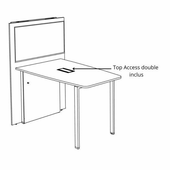 Table de visioconférence H104 et L180 cm - Gamme VisioConnect+ - Dessin