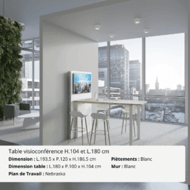 Table de visioconférence H104 et L180 cm - Gamme VisioConnect+ - ambiance