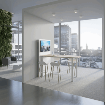 Table de visioconférence H104 et L180 cm - Gamme VisioConnect+ - ambiance simple