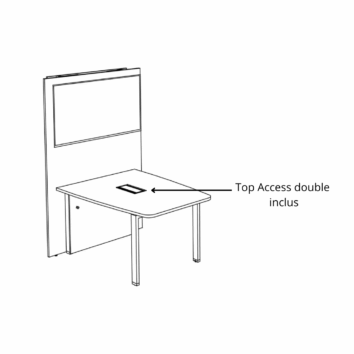 Table de visioconférence H72 et L140 cm - Gamme VisioConnect+ - Dessin
