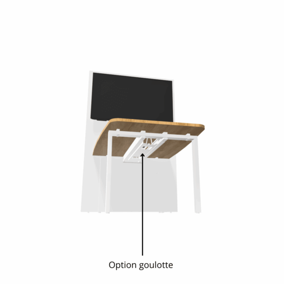Table de visioconférence H72 et L180 cm - Gamme VisioConnect+ - Option goulotte