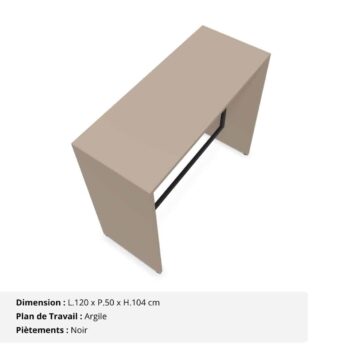 Table haute L.120 cm - Gamme Sérénité Argile et Noir