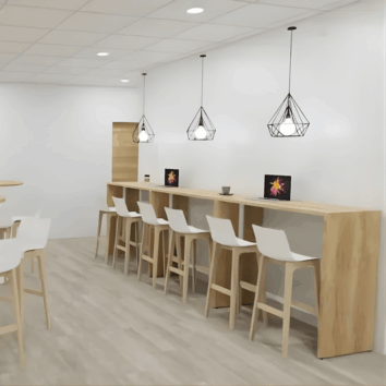 Table haute L.120 cm - Gamme Sérénité - ambiance simple