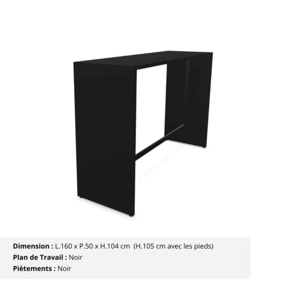 Table haute L.160 cm - Gamme Sérénité Noir et Noir (1)