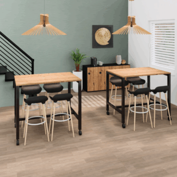 Table haute sur roulettes pour 4 personnes - Gamme Nova - ambiance simple