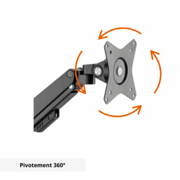 Bras support 1 écran – Double extension - pivotement