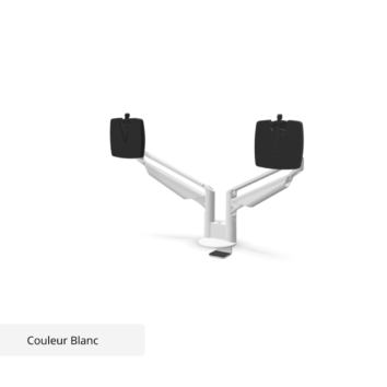 Bras support 2 écrans - simple extension - Blanc