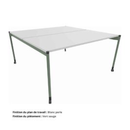 Bureau Double Open space sur roulettes Gamme Mobidesk blanc perle et vert sauge