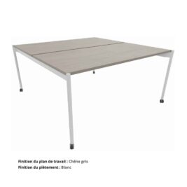 Bureau Double Open space sur roulettes Gamme Mobidesk chene gris et blanc