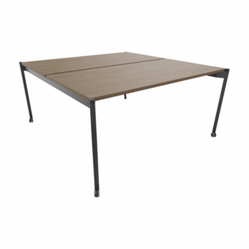 Bureau Double Open space sur roulettes noyer et carbone - Gamme Mobidesk