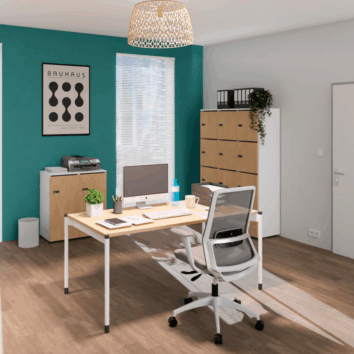 Bureau Droit L. 123 à 183 cm - Gamme Mobidesk - ambiance 2