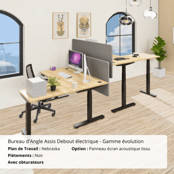 Bureau d'Angle Assis Debout électrique - Gamme évolution - Obturateurs - Ambiance