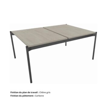 Bureau double open space gamme Mobidesk chene gris et carbone