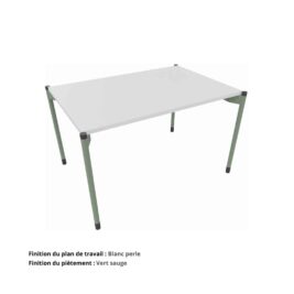 Bureau droit gamme Mobidesk blanc perle vert sauge