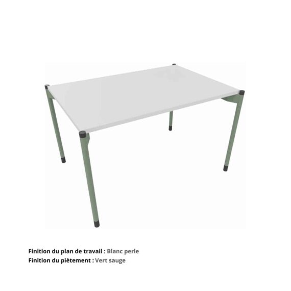 Bureau droit gamme Mobidesk blanc perle vert sauge
