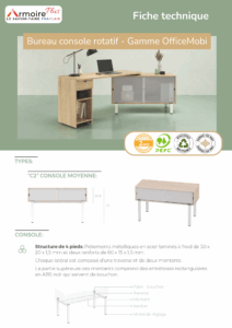 Fiche technique Bureau console rotatif - Gamme OfficeMobi