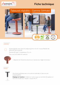 Fiche technique Tabouret réglable - Gamme SitMobil