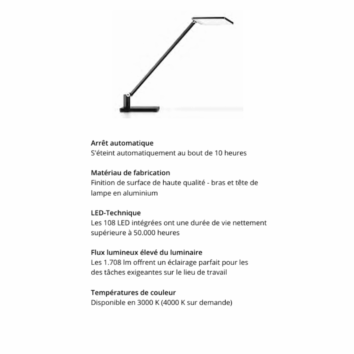 Lampe de bureau bras simple – 108 LED - explication