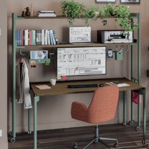 Portique sur roulettes avec ses accessoires et bureau gamme mobidesk