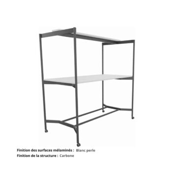 Table de coworking haute sur roulettes gamme Mobidesk blanc perle et carbone