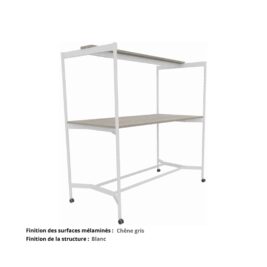 Table de coworking haute sur roulettes gamme Mobidesk chene gris et blanc