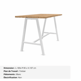 Table haute de réunion de 8 personnes - Gamme Harmonie sans électrification - Timber et Blanc (1)