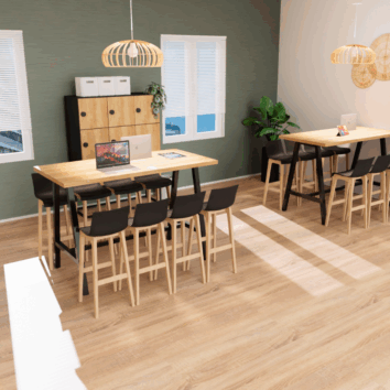 Table haute de réunion jusqu'à 8 personnes L160cm - Gamme Harmonie - ambiance simple