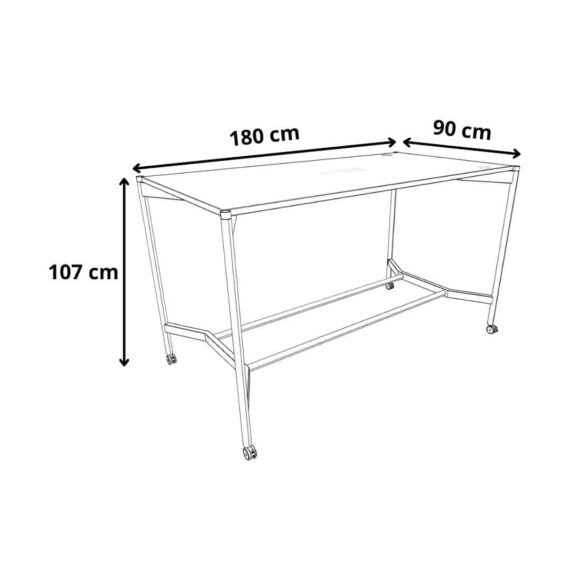 Table haute de réunion sur roulettes gamme Mobidesk dimensions