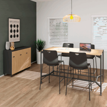 Table haute sur roulettes L. 180 cm - Gamme Mobidesk - ambiance simple