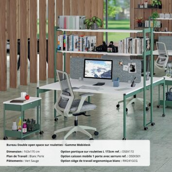 ambiance Bureau double open space gamme Mobidesk chene clair et carbone