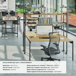 ambiance Bureau double open space gamme Mobidesk chene clair et carbone