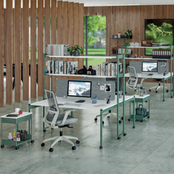 Bureau double complet gamme Mobidesk - ambiance simple