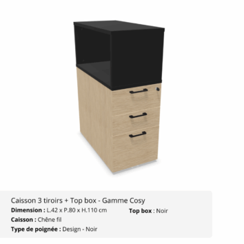 Caisson 3 tiroirs + Top box - Gamme Cosy - chêne fil