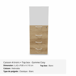 Caisson 4 tiroirs + Top box - Gamme Cosy - Nebraska
