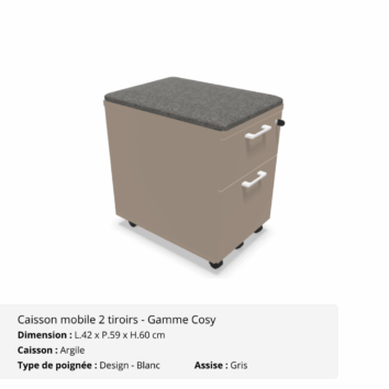 Caisson mobile - Gamme Cosy - Argile - assise Gris