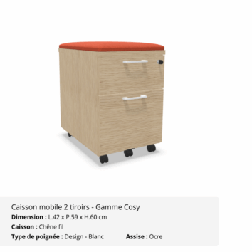 Caisson mobile - Gamme Cosy - Chêne fil - assise ocre