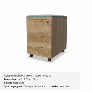 Caisson mobile - Gamme Cosy - Nebraska - assise vert d'eau