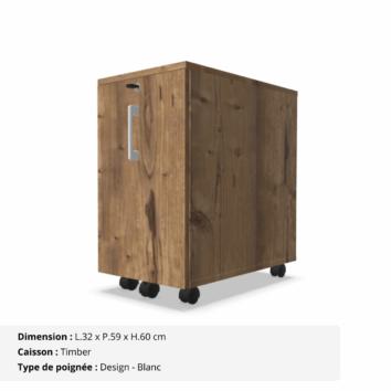 Caisson mobile slim - Gamme Cosy - Timber et Design blanc