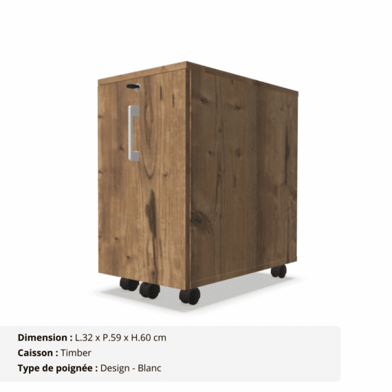 Caisson mobile slim - Gamme Cosy - Timber et Design blanc