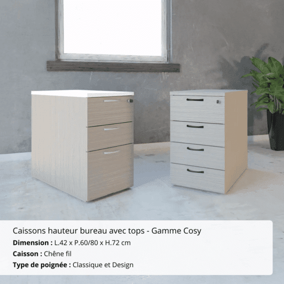 Caissons hauteur bureau avec tops - Gamme Cosy - Ambiance