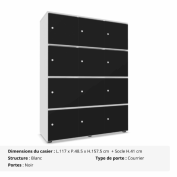 Casier 12 cases avec multi serrures – Gamme Primo - noir
