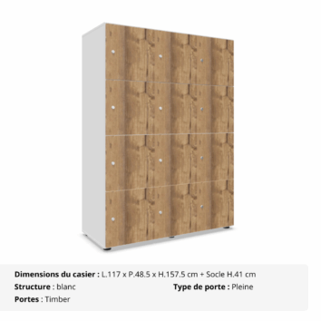 Casier 12 cases avec multi serrures – Gamme Primo - timber