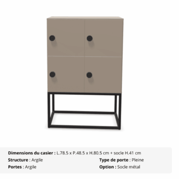 Casier 4 cases avec multi serrures – Gamme Primo - Argile