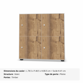 Casier 4 cases avec multi serrures – Gamme Primo - Timber
