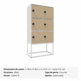 Casier 6 cases avec multi serrures - Gamme Primo - chêne fil