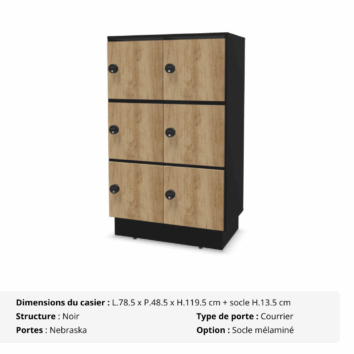 Casier 6 cases avec multi serrures - Gamme Primo - nebraska