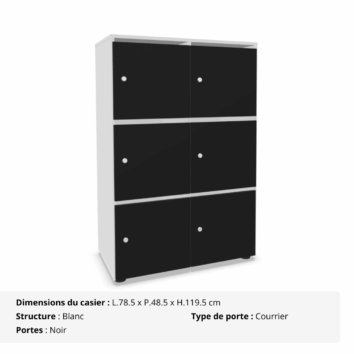 Casier 6 cases avec multi serrures - Gamme Primo - noir